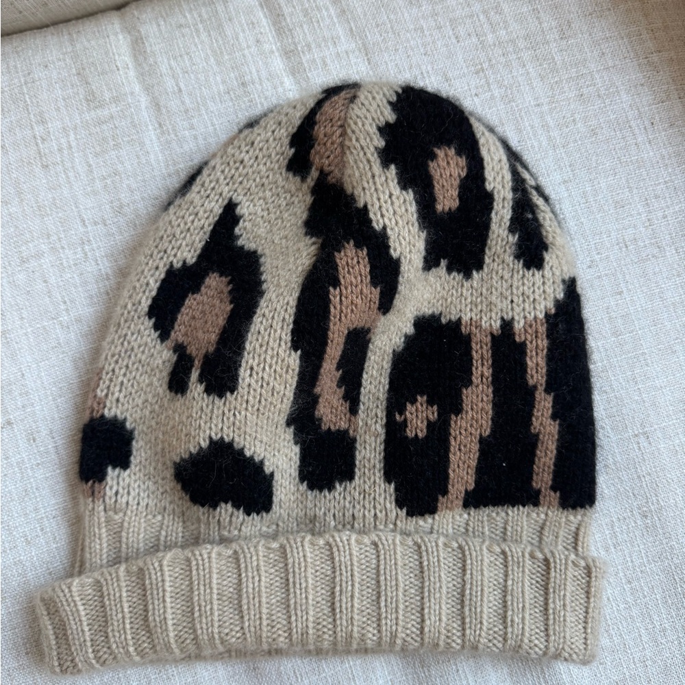 Eugenia Kim Cream and Black Hat with Leopard Print Pattern